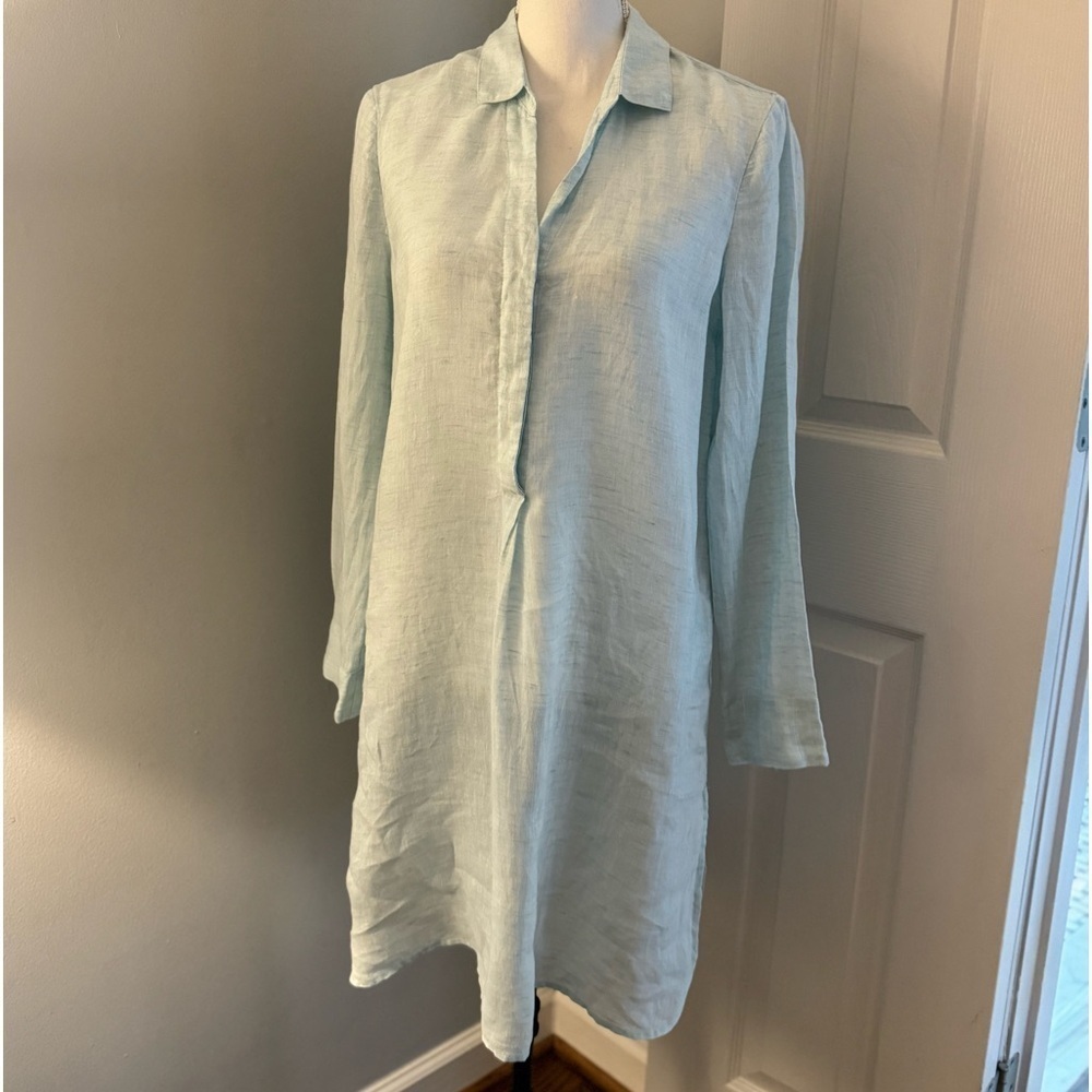 Nic+Zoe Drifty 100% Linen Shirt Dress Beautiful Mint Green. NWOT
